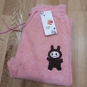 Labubu Sherpa Fleece Cuffed Joggers Winter/Warm Heavy Pants S/M Women